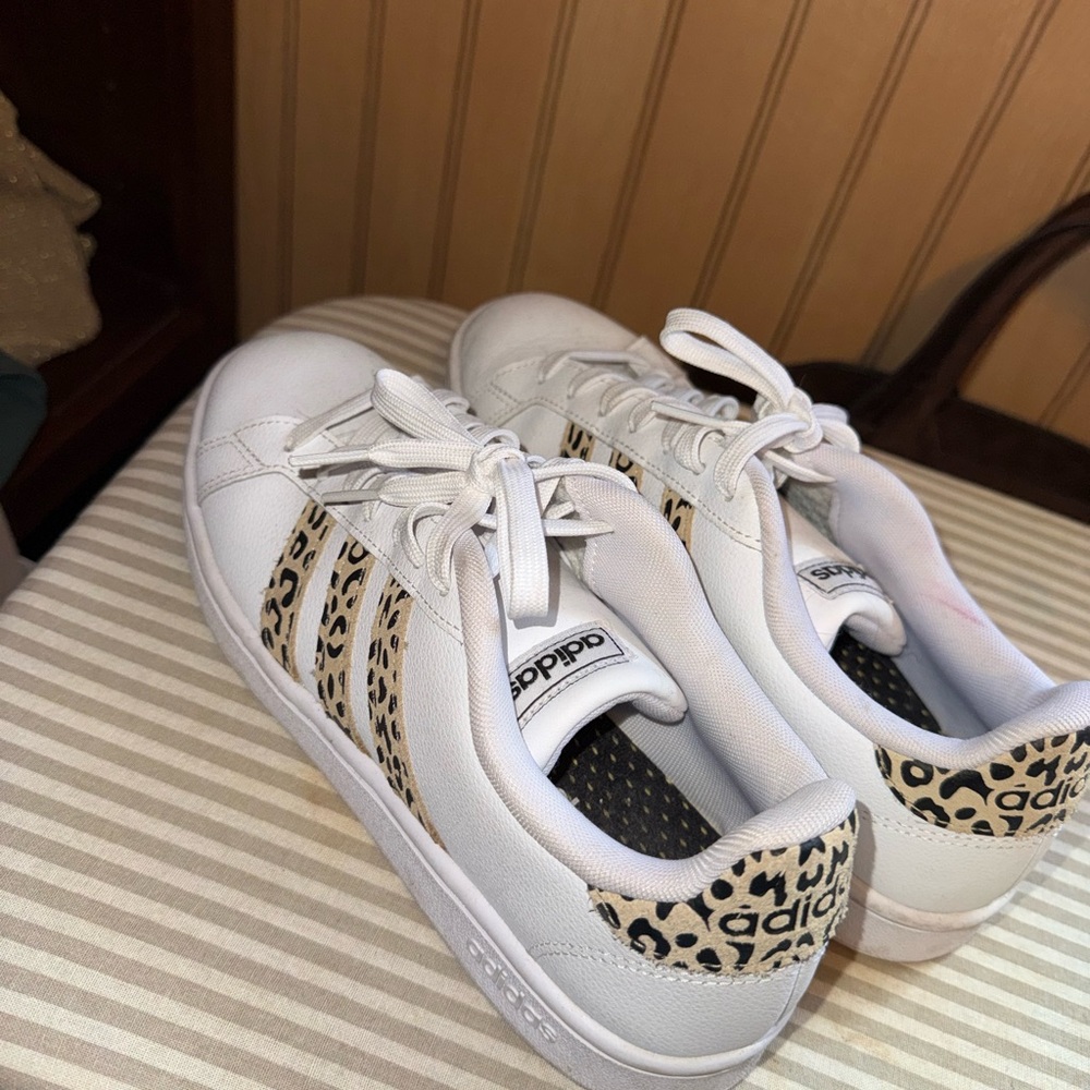 Adidas Women's White and Animal Print Sneakers